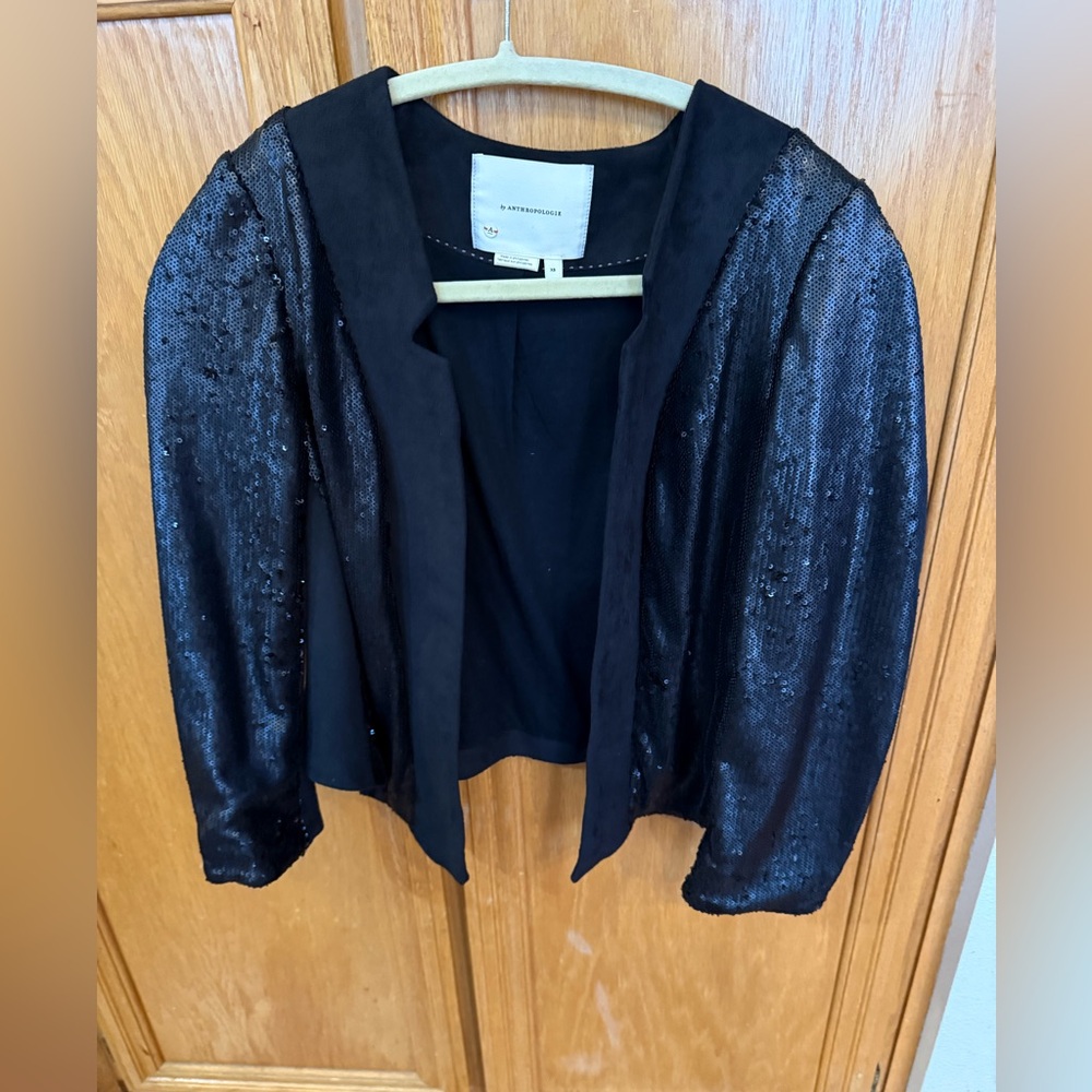 Anthropologie Black Sequin Blazer